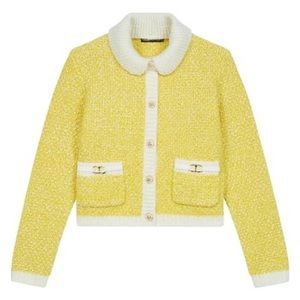 Maje Fancy Knit Cardigan with Horsebit Detail (size 3)